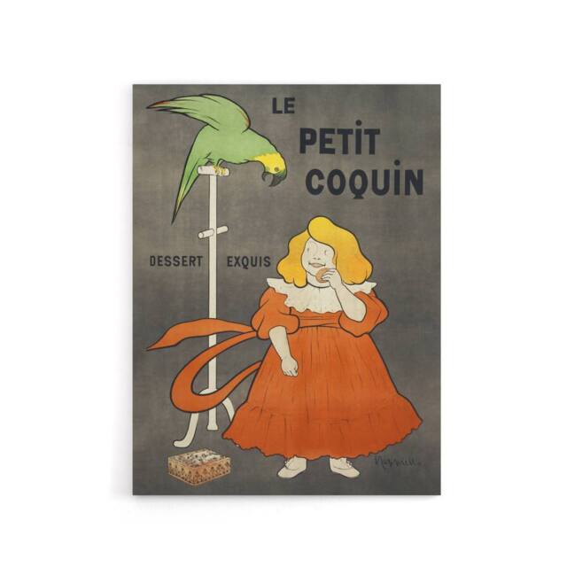 "Artery8 Petit Coquin Biscuit Vintage Ad Canvas Wall Art Print Cappiello in Green - Size: W18"" x H24""" - image 1
