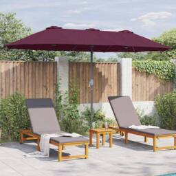 Berkfield Home Modern Garden Parasol Folding Bordeaux red 380 x 196 x 235 cm in Wine - thumbnail 4