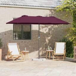 Berkfield Home Modern Garden Parasol Folding Bordeaux red 380 x 196 x 235 cm in Wine - thumbnail 2