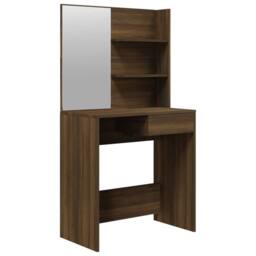 Berkfield Home Dressing Table with Mirror Brown Oak 74.5x40x141 cm - thumbnail 1