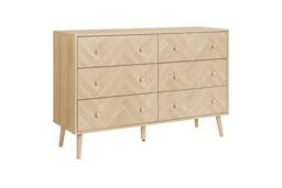 Birlea 6 Drawer Oak Brown Wooden Chest Herringford in Light Oak - thumbnail 6