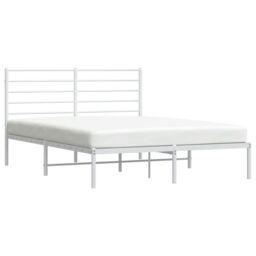 Berkfield Home Metal Bed Frame with Headboard White 150x200 cm King Size - thumbnail 4