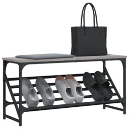 Berkfield Home Shoe Rack Grey Sonoma 90x30x45 cm Engineered Wood - Size: 90 x 30 x 45 cm - thumbnail 3