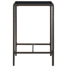 Berkfield Home Garden Bar Table Brown 70x70x110 cm Poly Rattan & Glass - Size: 70 x 70 x 110 cm - thumbnail 3