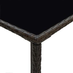 Berkfield Home Garden Bar Table Brown 70x70x110 cm Poly Rattan & Glass - Size: 70 x 70 x 110 cm - thumbnail 5