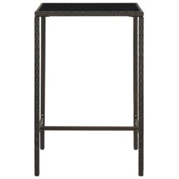 Berkfield Home Garden Bar Table Brown 70x70x110 cm Poly Rattan & Glass - Size: 70 x 70 x 110 cm - thumbnail 2
