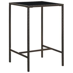 Berkfield Home Garden Bar Table Brown 70x70x110 cm Poly Rattan & Glass - Size: 70 x 70 x 110 cm - thumbnail 1