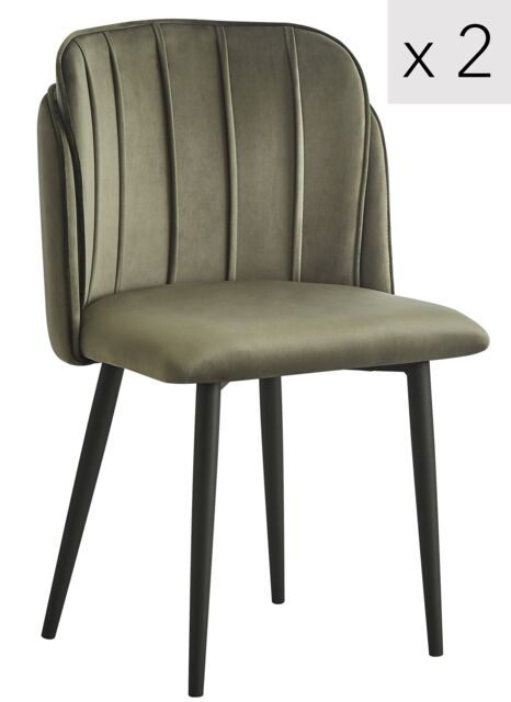 Nordlys Set of 2 Scandinavian Dining Chairs with Metal Legs in Green - image 1