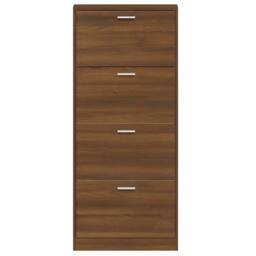 Berkfield Home Shoe Cabinet Brown Oak 59x17x150 cm Engineered Wood - Size: 59 x 17 x 150 cm - thumbnail 6