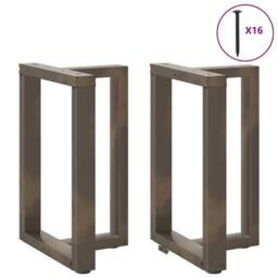 Berkfield Home Modern Dining Table Legs T-Shaped¬†2 pcs Natural Steel 50x35x(72 in Dark Grey