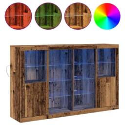 Berkfield Home Sideboard with LED Lights Old Wood 163x37x100 cm Engineered Wood in Brown - Size: 163 x 37 x 100 cm - thumbnail 4