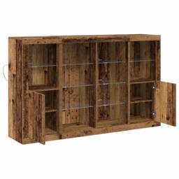 Berkfield Home Sideboard with LED Lights Old Wood 163x37x100 cm Engineered Wood in Brown - Size: 163 x 37 x 100 cm - thumbnail 7