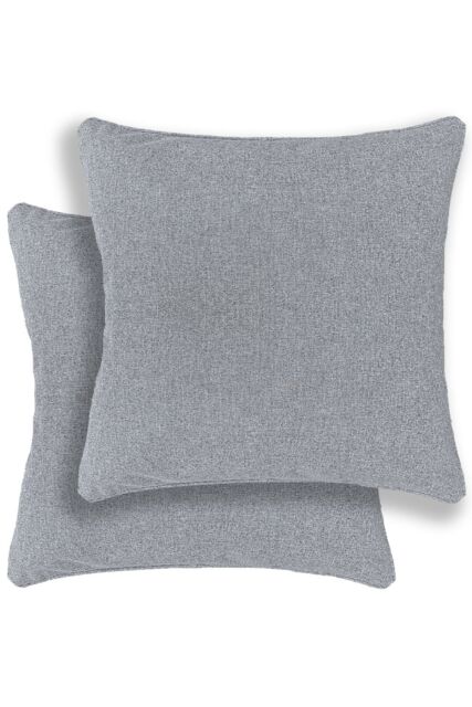 Enhanced Living Austin/Dallas Textured Pair of Double Sided Zip Opening Piped Edge Cushion Covers - 43x43cm - Cases Only in Grey - Size: 43 cm x 43 cm - image 1