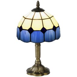 HOMCOM Stained Glass Table Lamp Handmade Bedside Lamp for Bedroom Living Room in Blue - thumbnail 2
