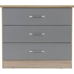 FORGEVIO Grey Gloss 3 Drawer Chest Freestanding Modern Bedroom Storage - thumbnail 4