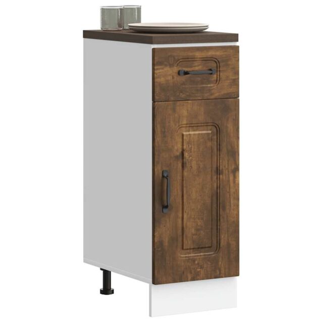Berkfield Home Kitchen Base Cabinet Kalmar Smoked Oak Engineered Wood in Brown - image 1
