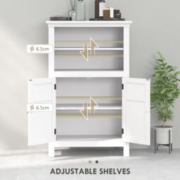 HOMCOM Modern Bathroom Storage Cabinet with Open Shelves, White - thumbnail 5