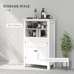 HOMCOM Modern Bathroom Storage Cabinet with Open Shelves, White - thumbnail 4