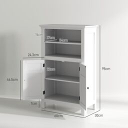 HOMCOM Modern Bathroom Storage Cabinet with Open Shelves, White - thumbnail 3