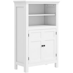 HOMCOM Modern Bathroom Storage Cabinet with Open Shelves, White - thumbnail 2