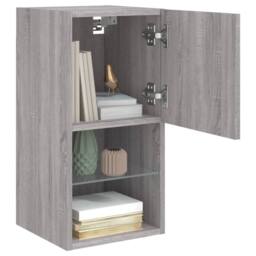 Berkfield Home TV Cabinets with LED Lights 2 pcs Grey Sonoma 30.5x30x60 cm - thumbnail 5