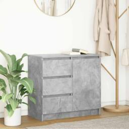 Berkfield Home Sideboard with Drawer Concrete Grey 71x35x65 cm Engineered Wood - Size: 71 x 35 x 65 cm - thumbnail 2
