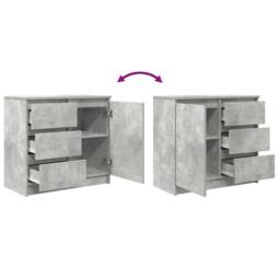 Berkfield Home Sideboard with Drawer Concrete Grey 71x35x65 cm Engineered Wood - Size: 71 x 35 x 65 cm - thumbnail 9