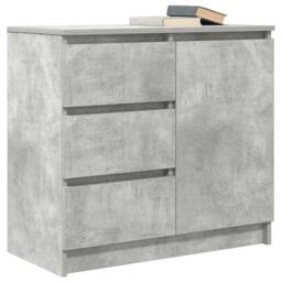 Berkfield Home Sideboard with Drawer Concrete Grey 71x35x65 cm Engineered Wood - Size: 71 x 35 x 65 cm - thumbnail 4