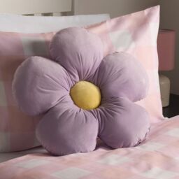OHS Flower Cushion Filled Matte Velvet Plush Chair Sofa Plump Decorative Bed Pillow in Lilac - thumbnail 1