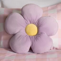 OHS Flower Cushion Filled Matte Velvet Plush Chair Sofa Plump Decorative Bed Pillow in Lilac - thumbnail 2