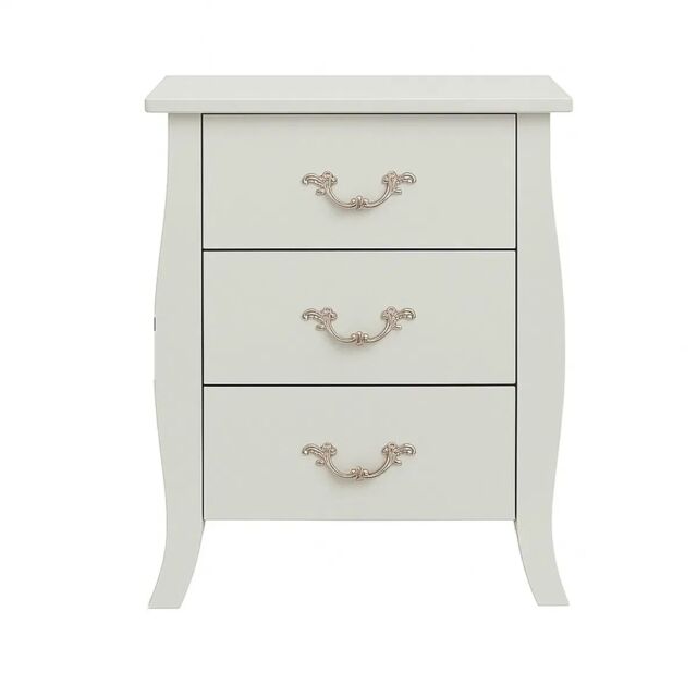 Melody Maison Large 3 Drawer Chest Of Drawers & Pair Of Bedside Tables - Elizabeth Ivory Range in Off-White - image 1