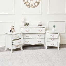 Melody Maison Large 3 Drawer Chest Of Drawers & Pair Of Bedside Tables - Elizabeth Ivory Range in Off-White - thumbnail 6
