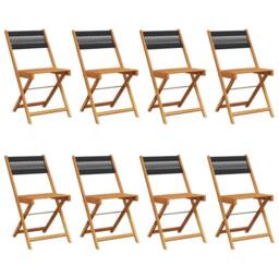 Berkfield Home Beautiful Folding Garden Chairs 8 pcs Black Solid Wood Acacia in Light Brown - thumbnail 3