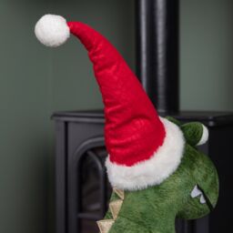 Samuel Alexander 70cm Tall Plush Santa-Saurus Dino Standing Decoration with Santa Hat in Green - thumbnail 4