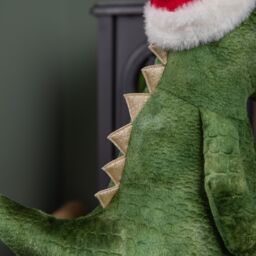 Samuel Alexander 70cm Tall Plush Santa-Saurus Dino Standing Decoration with Santa Hat in Green - thumbnail 6
