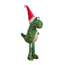 Samuel Alexander 70cm Tall Plush Santa-Saurus Dino Standing Decoration with Santa Hat in Green - thumbnail 8
