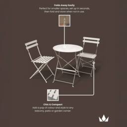 Royalcraft Padstow Folding Bistro Set Cashmere in Beige - thumbnail 6