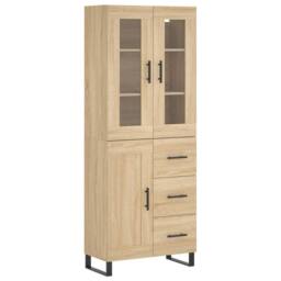 Berkfield Home Highboard Sonoma Oak 69.5x34x180 cm Engineered Wood in Light Tan - thumbnail 3