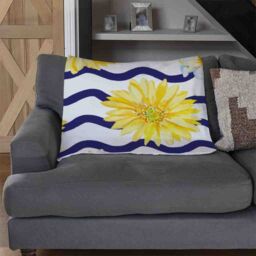 Benjamin Tate Design Bright Yellow Flowers & Zig Zags Blanket in Natural - Size: 120 cm x 150 cm - thumbnail 2