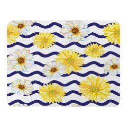 Benjamin Tate Design Bright Yellow Flowers & Zig Zags Blanket in Natural - Size: 120 cm x 150 cm - thumbnail 1