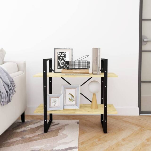 Berkfield Home Decorative 2-Tier Book Cabinet 80x30x70 cm Solid Pine Wood in Light Brown - Size: 80 x 30 x 70 cm - image 1