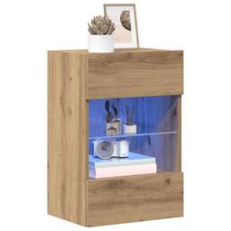 Berkfield Home TV Wall Cabinets with LED Lights 2 pcs Artisan Oak 40x30x60, 5 cm in Brown - thumbnail 4