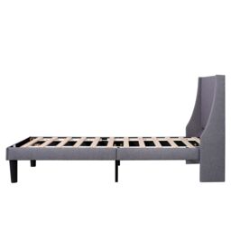 AKA Single Bed Soft Linen 3FT Upholstered Bed with Winged Headboard Wood Slat Support in Grey - thumbnail 5