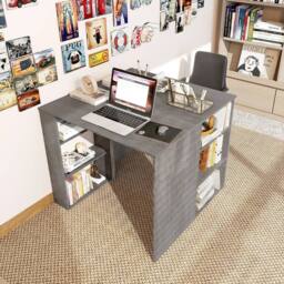 Kelvenix Computer Desk 90cm Study Desk in Grey - Size: 0.6m2 - thumbnail 4
