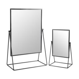 Harbour Housewares 2pc Dressing Table Mirror Set - Makeup Tabletop Cosmetic Bathroom Mirror in Black - thumbnail 1