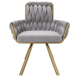 HomeTouch Velvet Upholstered Swivel Kitchen Dining Chairs with Gold Metal Legs in Grey - Size: 6 Pack - thumbnail 8