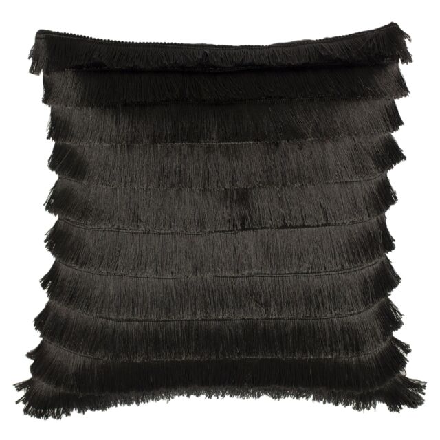 Furn Flicker Fringed Cushion in Dark Grey - Size: 45 cm x 45 cm - image 1