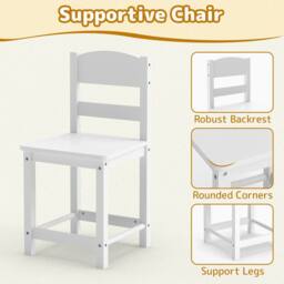 CASART Kids Desk & Chair Set Wooden Study Desk w/ 2 Cabinets & 3 Drawers in White - thumbnail 3