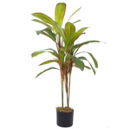 Leaf 100cm Artificial Potted Dracaena Tropical Plant with Gold Metal Planter - thumbnail 4