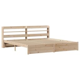Berkfield Home Bed Frame with Headboard without Mattress 180x200 cm Super King in Brown - thumbnail 3